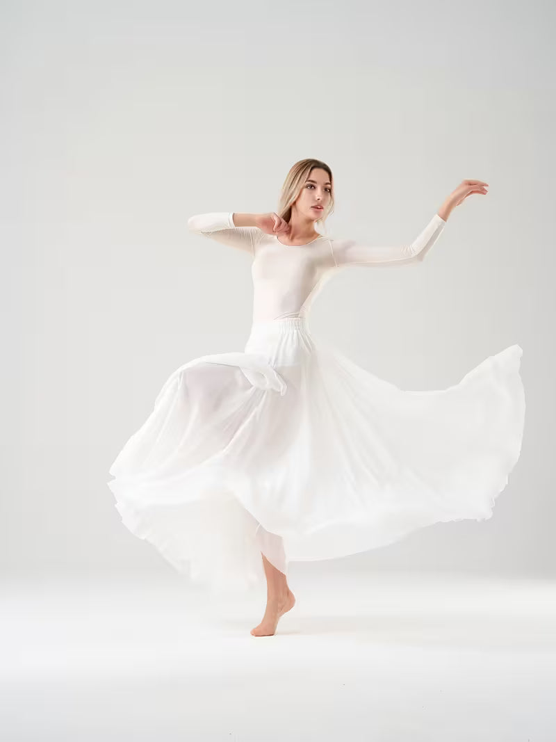 Drestival Women's White Velvet Ballet Dress